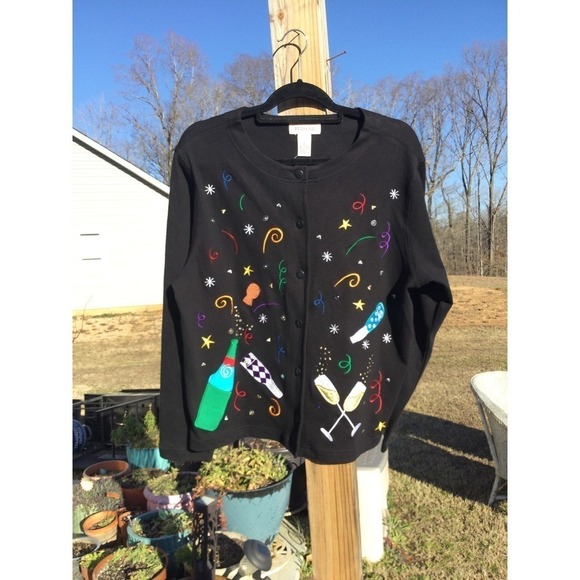 Bechamel Womens Cardigan Size Large NEW Embroidered New Year Celebration Festive - Picture 1 of 10